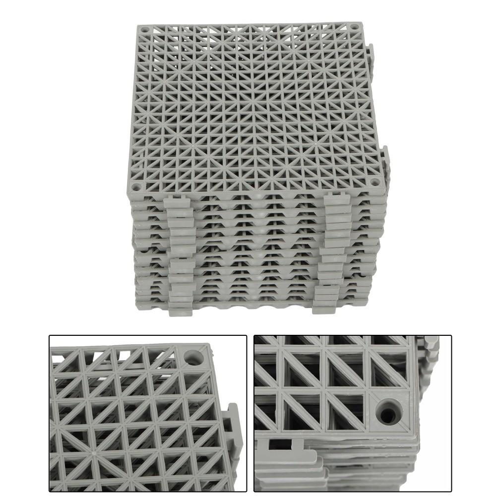 Interlocking Drainage Floor Mat 12"x 12" PVC Non-Slip Floor Tiles 55 Pack Gray