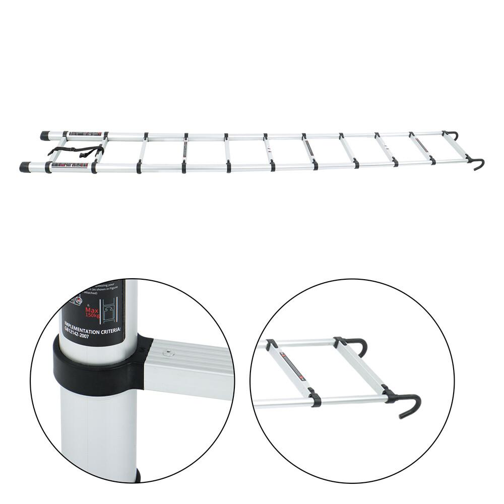 10.5 FT Telescoping Ladder Tall Ladder Folding Retractable Ladder W/ 2 Hooks