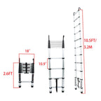 10.5 FT Telescoping Ladder Tall Ladder Folding Retractable Ladder W/ 2 Hooks