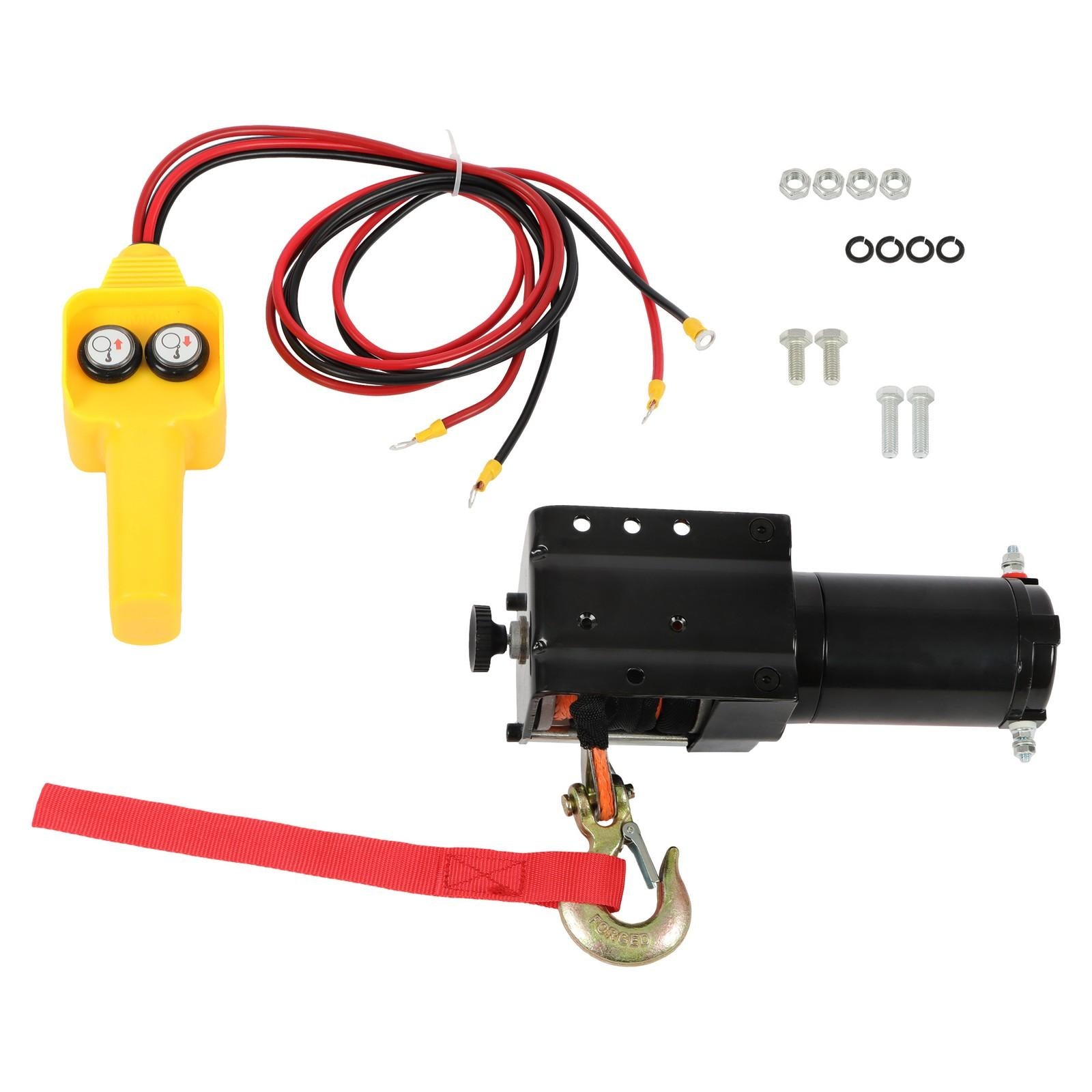 Electric Winch 3500lbs Line Pull Capacity with 3/16" x 39 ft Synthetic Rope