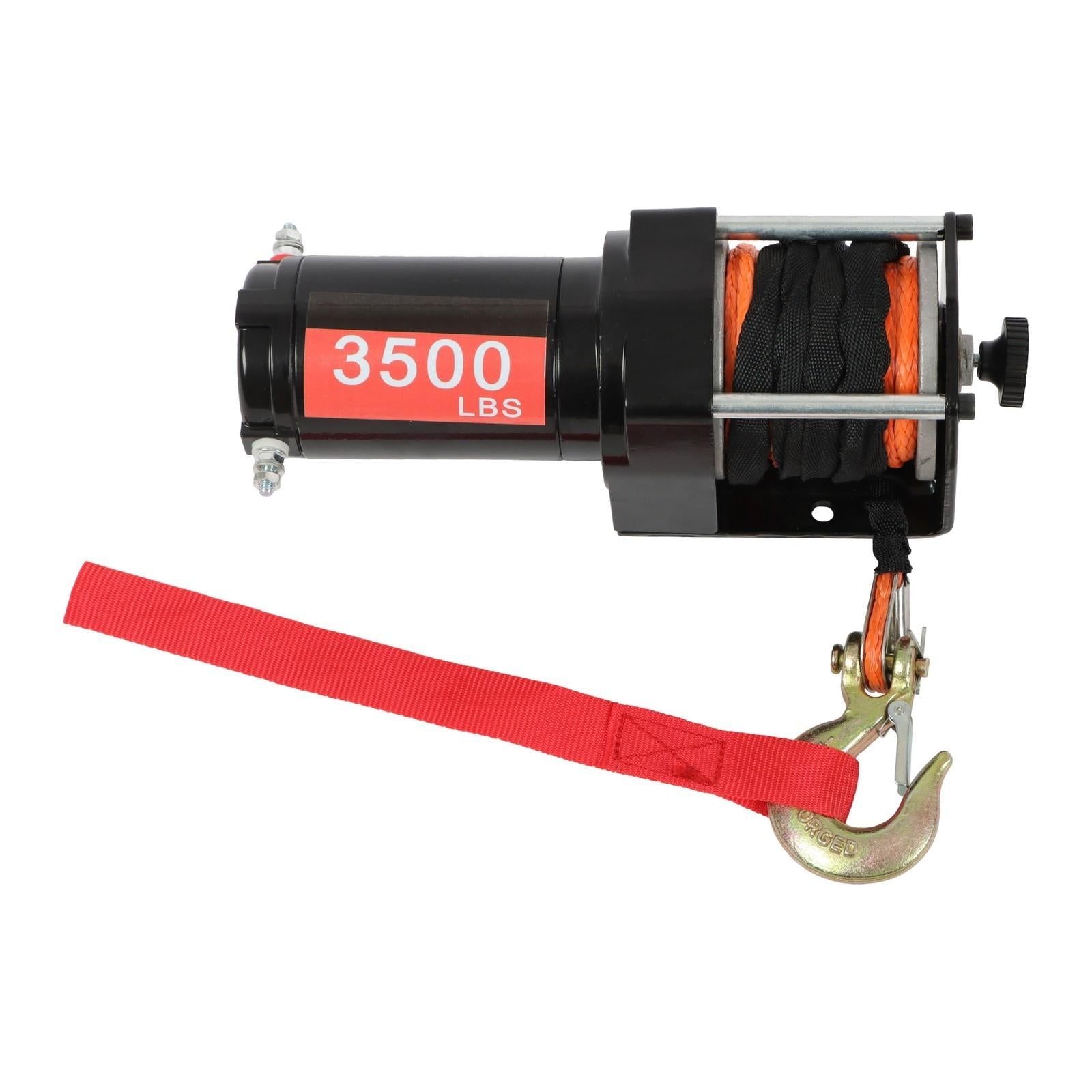Electric Winch 3500lbs Line Pull Capacity with 3/16" x 39 ft Synthetic Rope