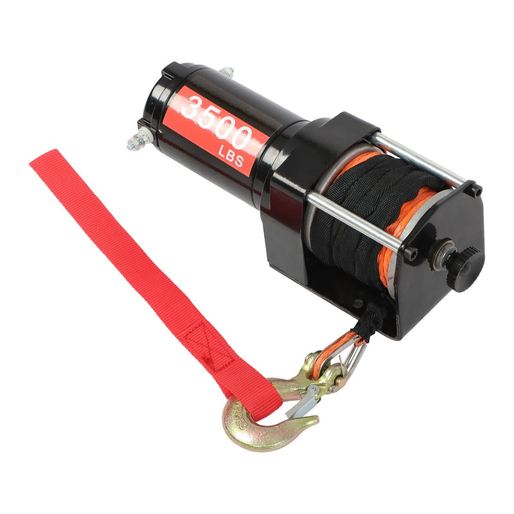 Electric Winch 3500lbs Line Pull Capacity with 3/16" x 39 ft Synthetic Rope