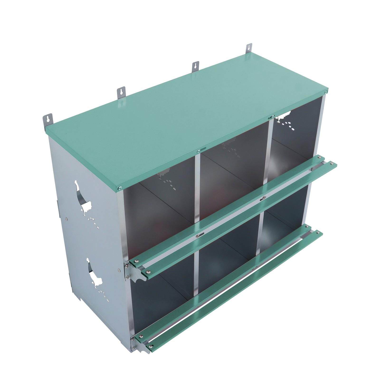 Heavy-Duty Chicken Nest Boxes - 6 Compartment Metal Poultry Nest Box Wall Mount