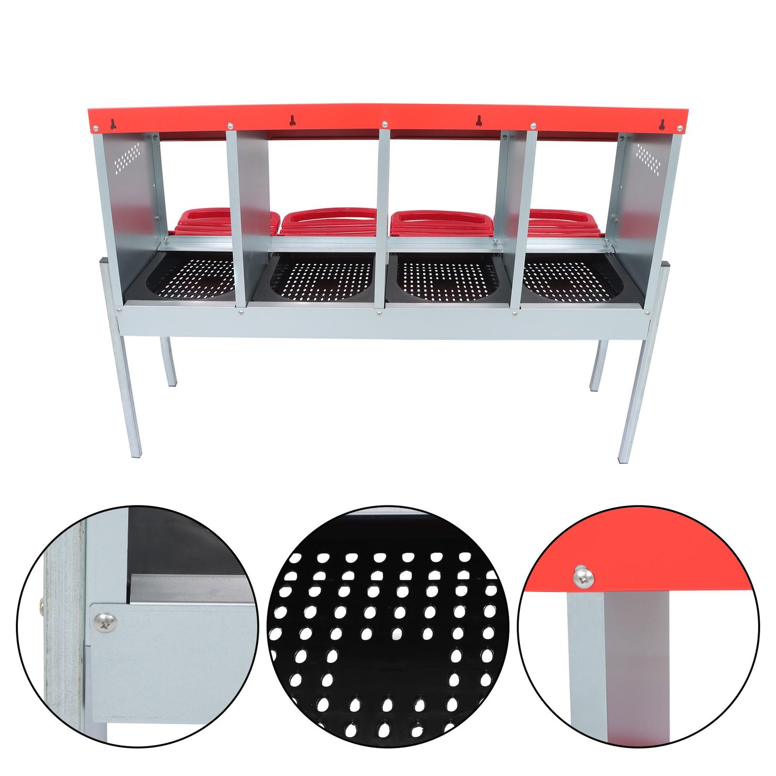 Red Chicken Egg Laying Box With Lid Cover Chicken Nesting Box Coop Metal 4- Hole