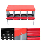Red Chicken Egg Laying Box With Lid Cover Chicken Nesting Box Coop Metal 4- Hole