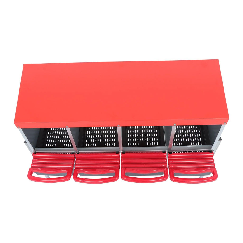 Red Chicken Egg Laying Box With Lid Cover Chicken Nesting Box Coop Metal 4- Hole