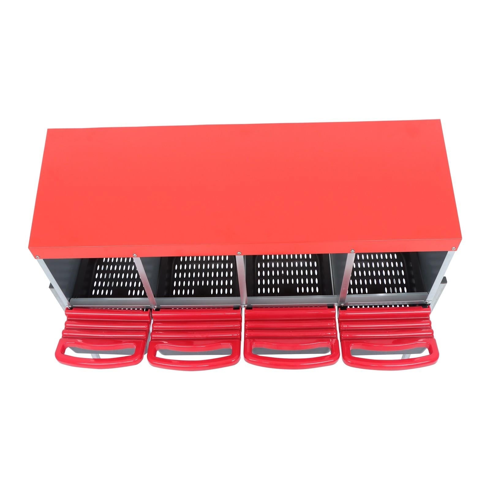 Red Chicken Egg Laying Box With Lid Cover Chicken Nesting Box Coop Metal 4- Hole