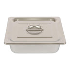 Durable 1/2 Size Catering Pans Set, 8 Pack 4" Deep, Stainless with Covers