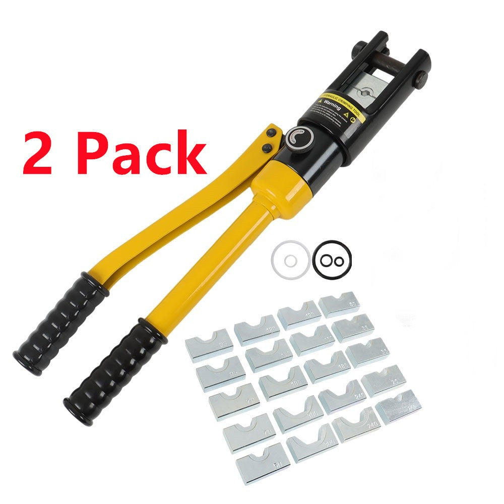 2 Pack With 11 Crimper Dies Hydraulic Crimper Battery Cable Crimping Tool 16 Ton