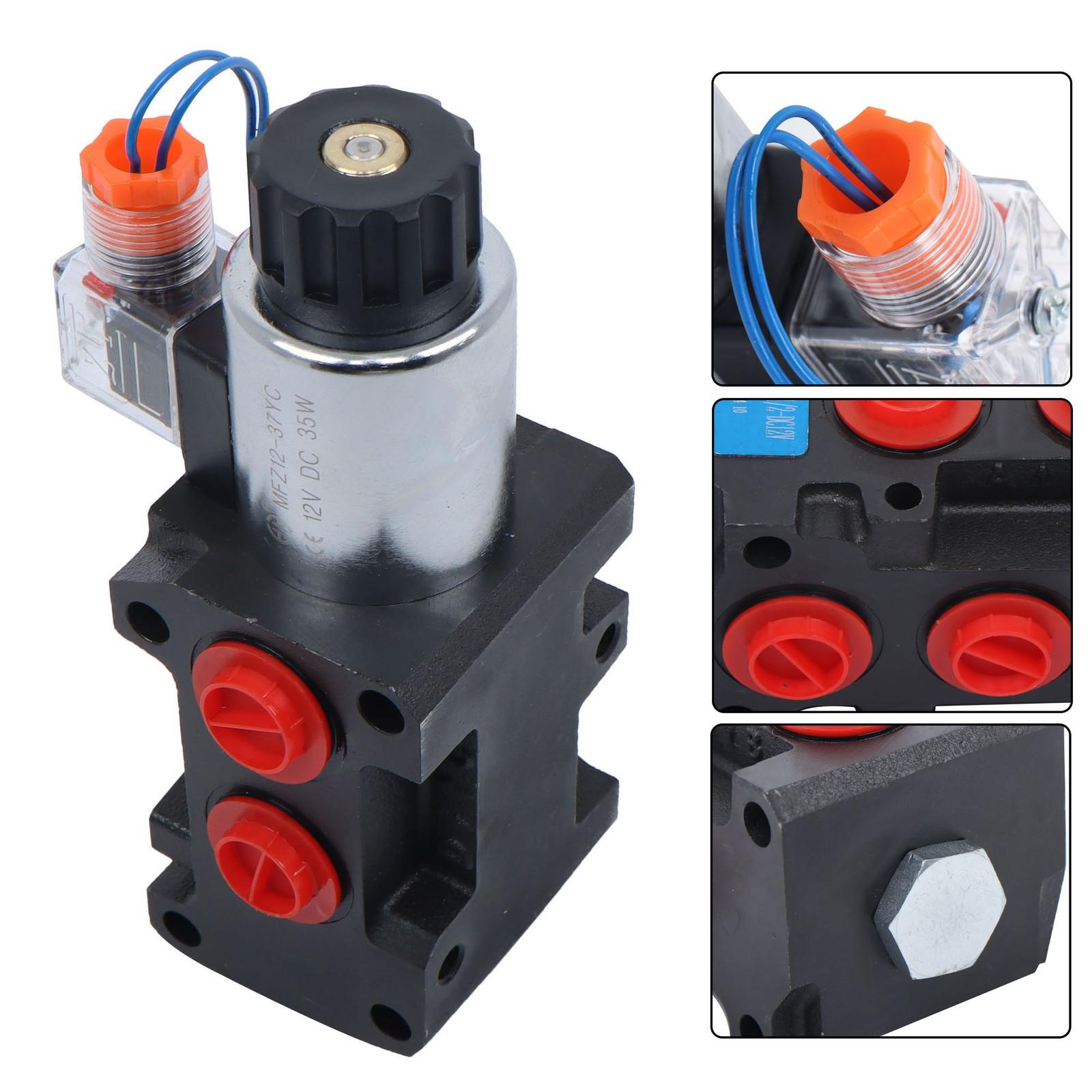 #10 SAE 6 Port 12V DC Hydraulic Solenoid Selector Diverter Valve 3Plug 13GPM