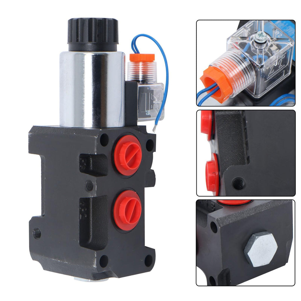 #10 SAE 6 Port 12V DC Hydraulic Solenoid Selector Diverter Valve 3Plug 13GPM
