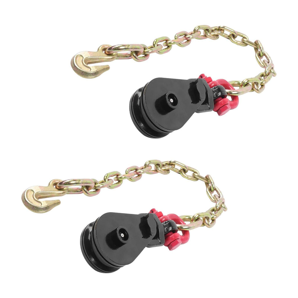 2 X 2Ton 3" Snatch Block w/2' Tow Chain Anchor Wrecker Flatbed Truck Car Carrier