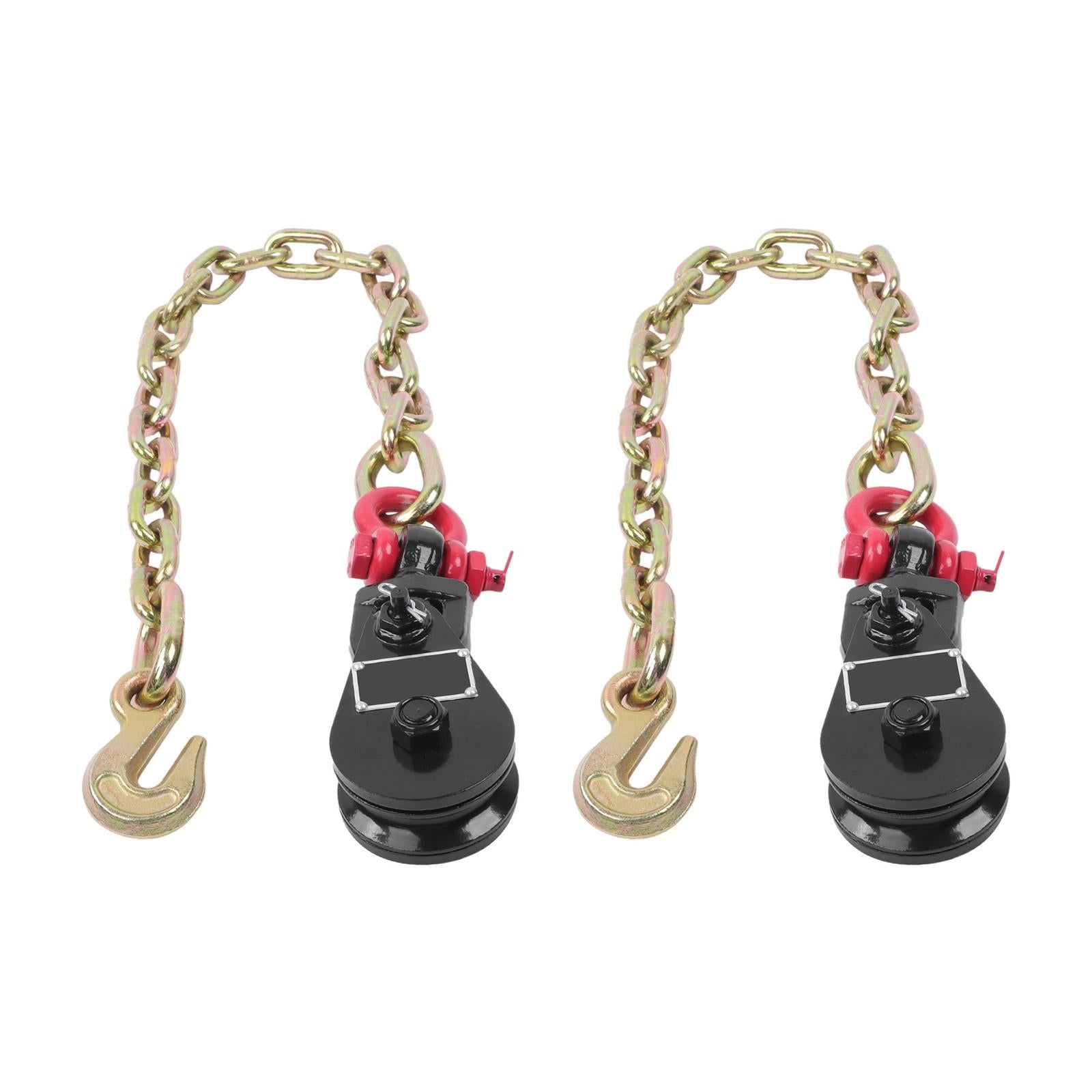 2 X 2Ton 3" Snatch Block w/2' Tow Chain Anchor Wrecker Flatbed Truck Car Carrier