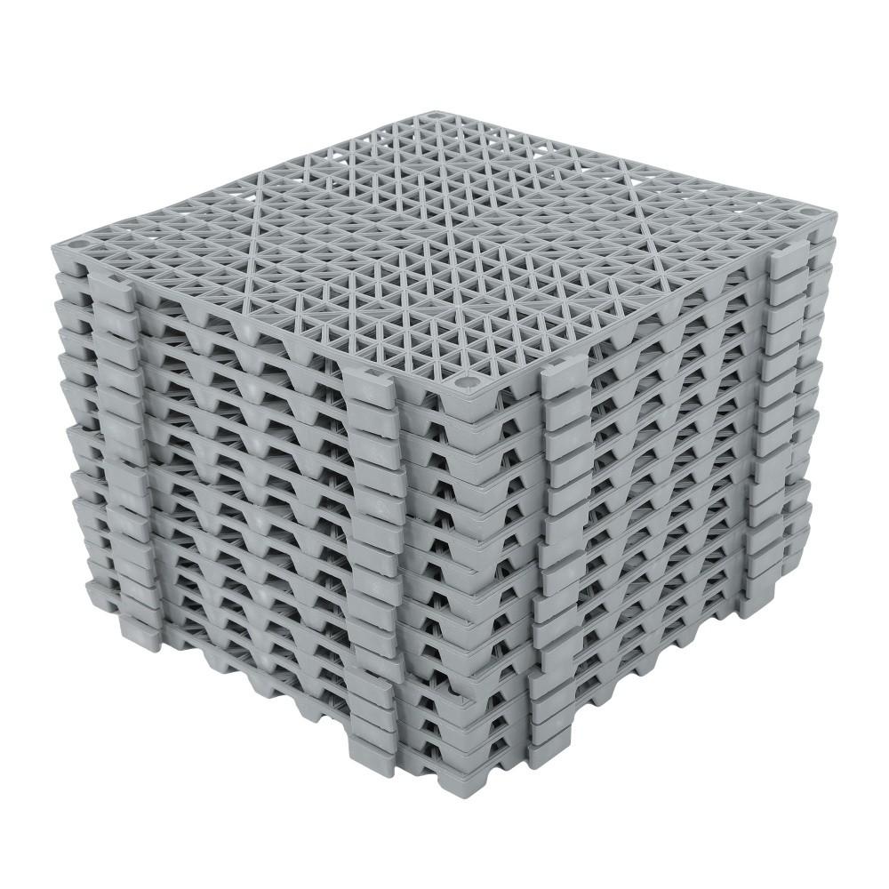 Interlocking Drainage Floor Mat 12"x 12" PVC Non-Slip Floor Tiles 50 Pack Gray