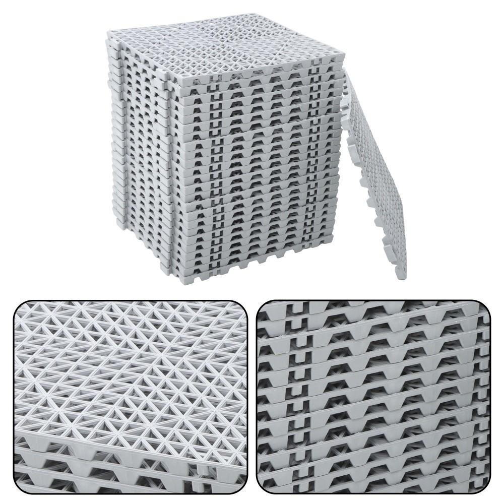 Interlocking Drainage Floor Mat 12"x 12" PVC Non-Slip Floor Tiles 50 Pack Gray