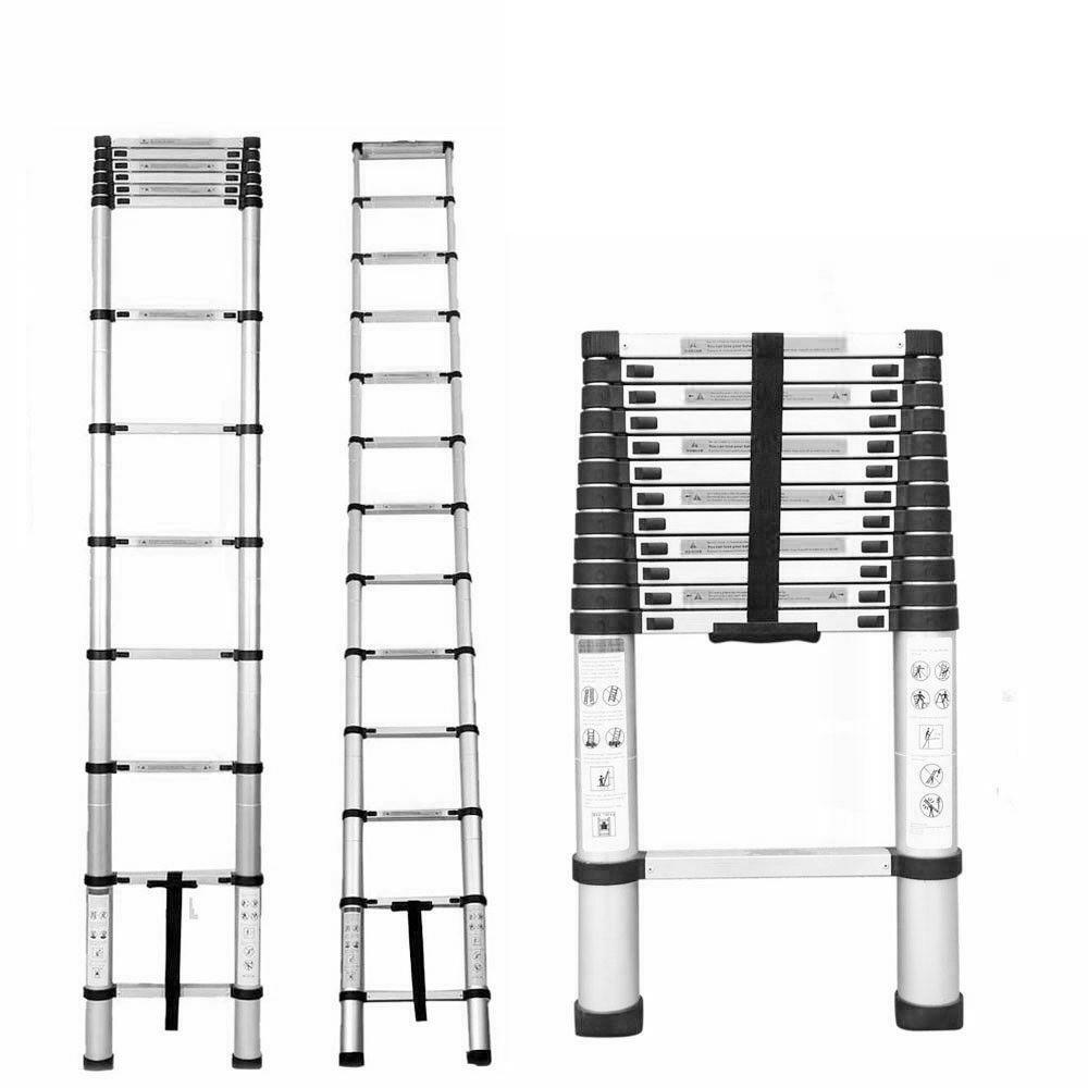 10.5FT Aluminum Extension Telescoping Heavy Duty Lightweight Step Ladder 330lbs