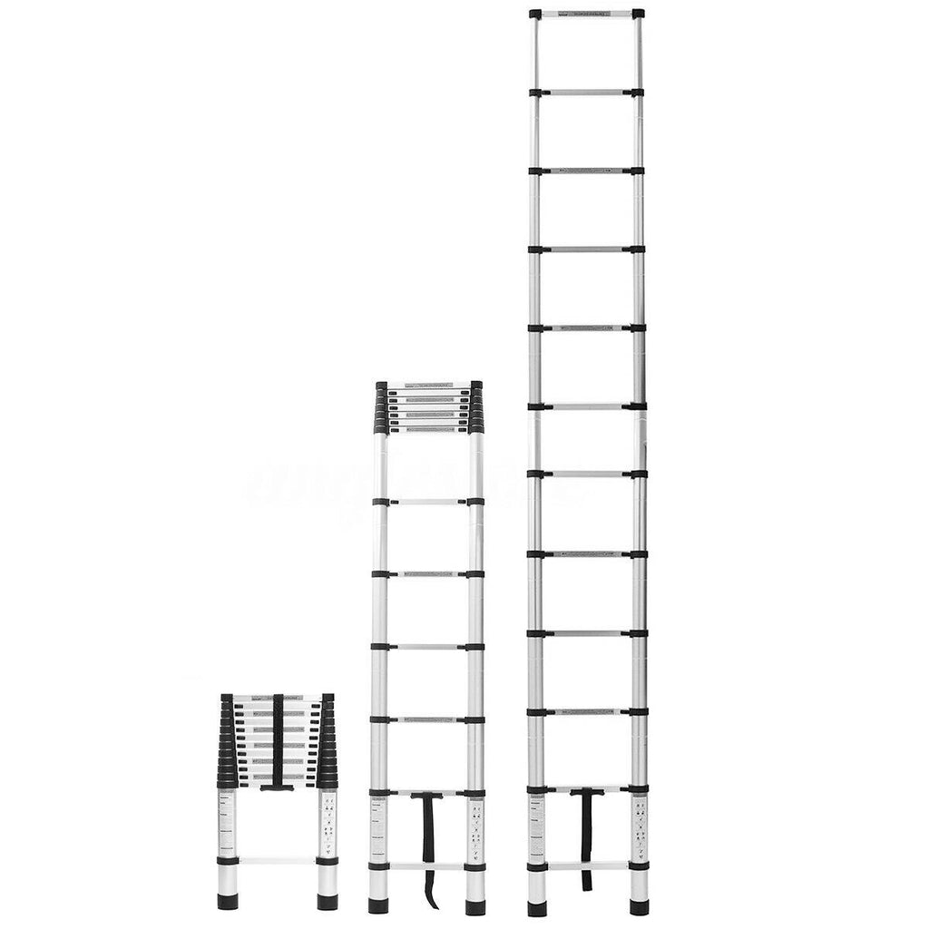 10.5FT Aluminum Extension Telescoping Heavy Duty Lightweight Step Ladder 330lbs