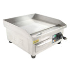 Adjustable Temp Electric Griddle, 1500W, 14in Stainless Steel Flat Grill