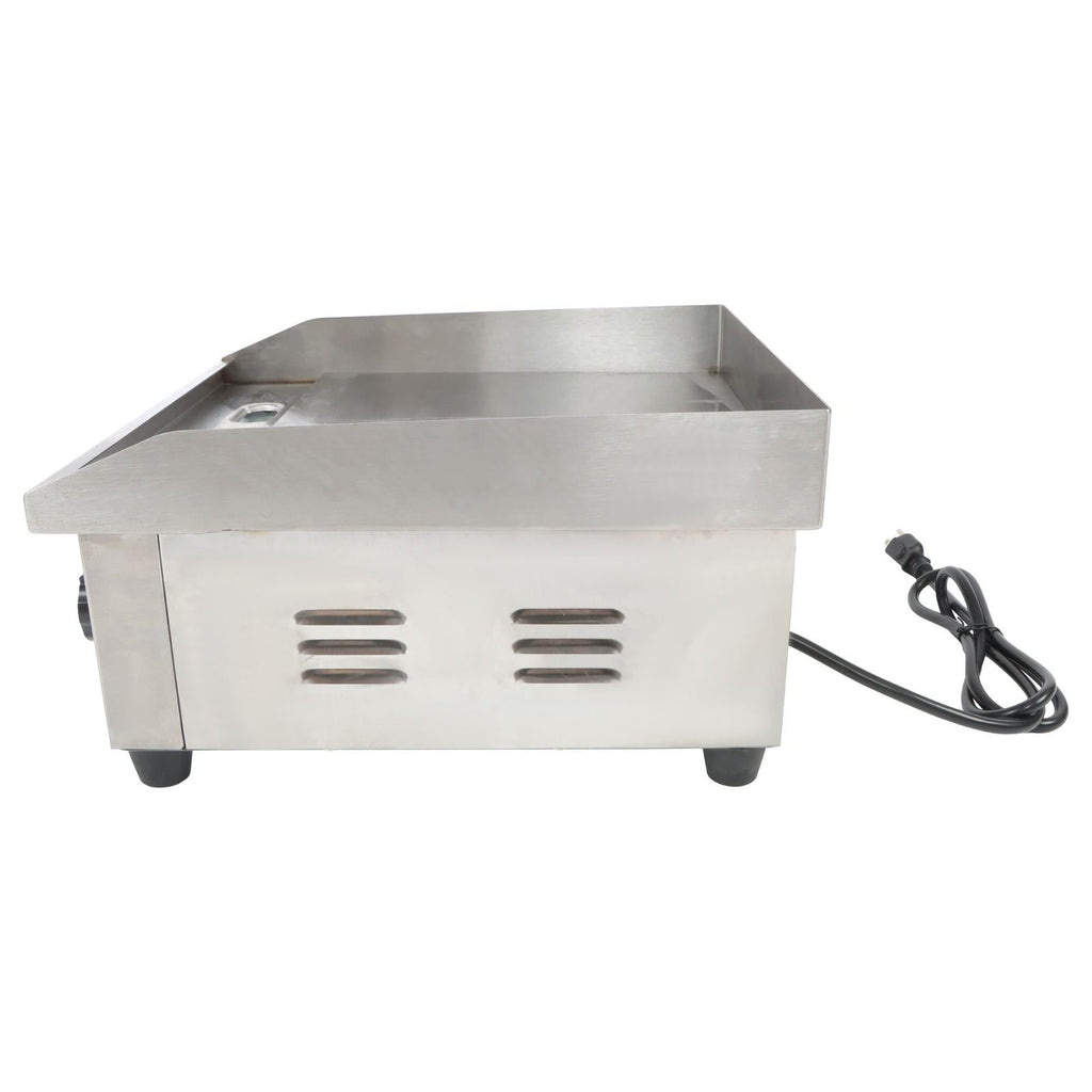 Adjustable Temp Electric Griddle, 1500W, 14in Stainless Steel Flat Grill