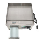 Adjustable Temp Electric Griddle, 1500W, 14in Stainless Steel Flat Grill