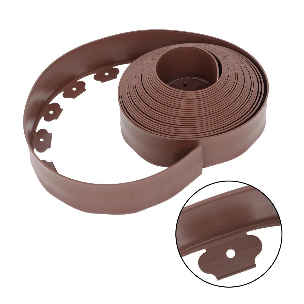 66FT 4" Brown Garden Landscape Edging No Dig Lawn Edging Border W/60 8-In Spikes