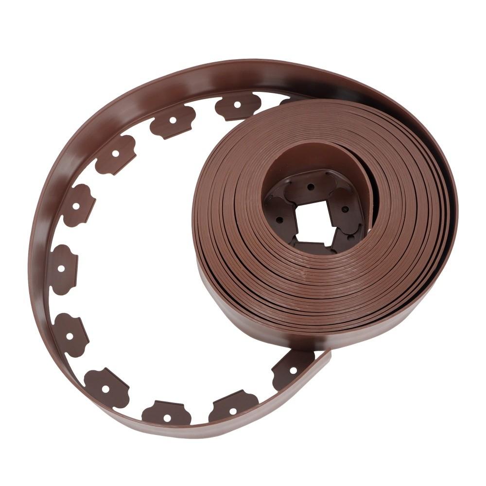 66FT 4" Brown Garden Landscape Edging No Dig Lawn Edging Border W/60 8-In Spikes