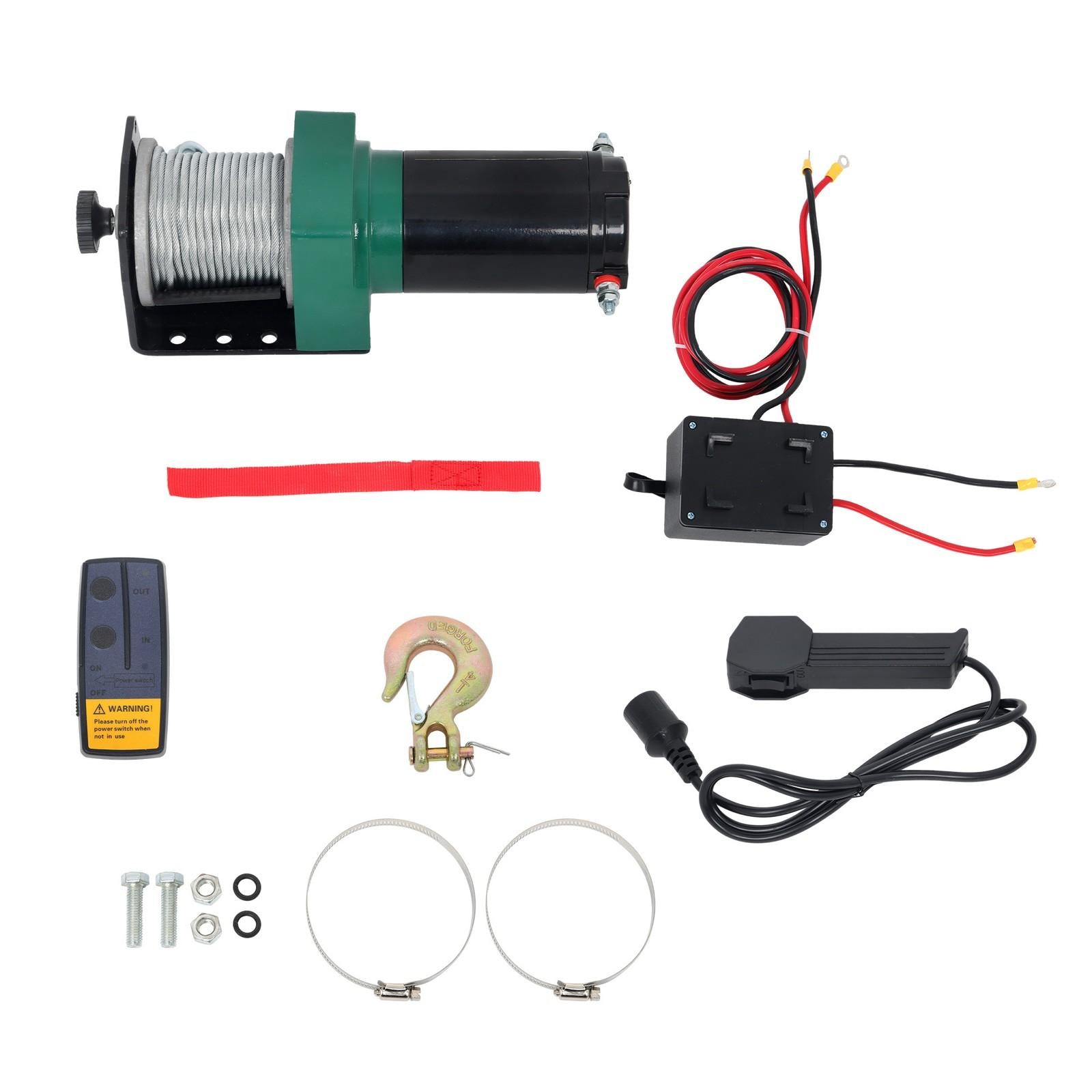 2500LBS ATV/UTV Electric Winch 5/32in x 50ft Steel Cable Winch 12V/1.3HP Copper