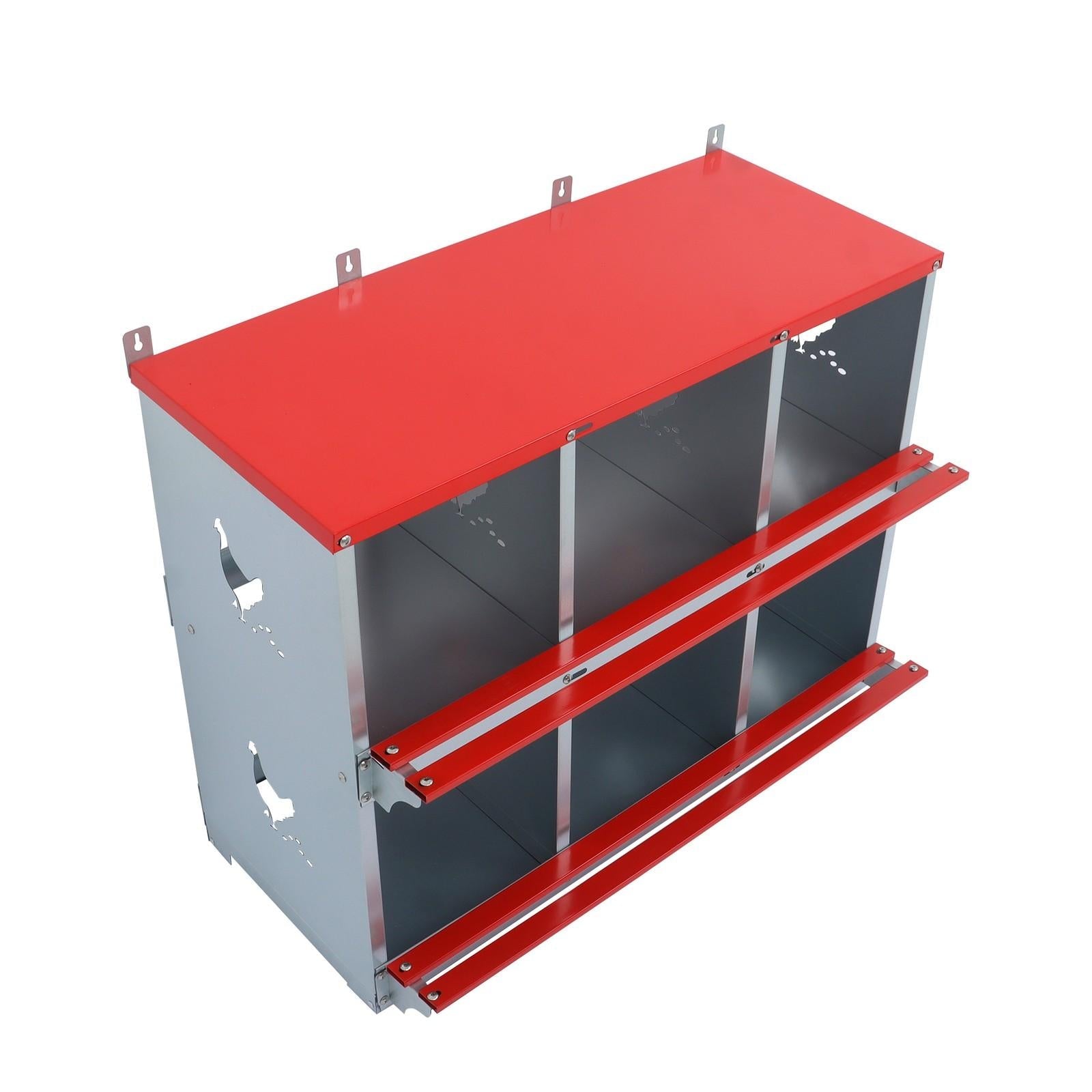 6 Compartment Heavy Nesting Box Chicken Nesting Box 6 Room Metal Nesting Red