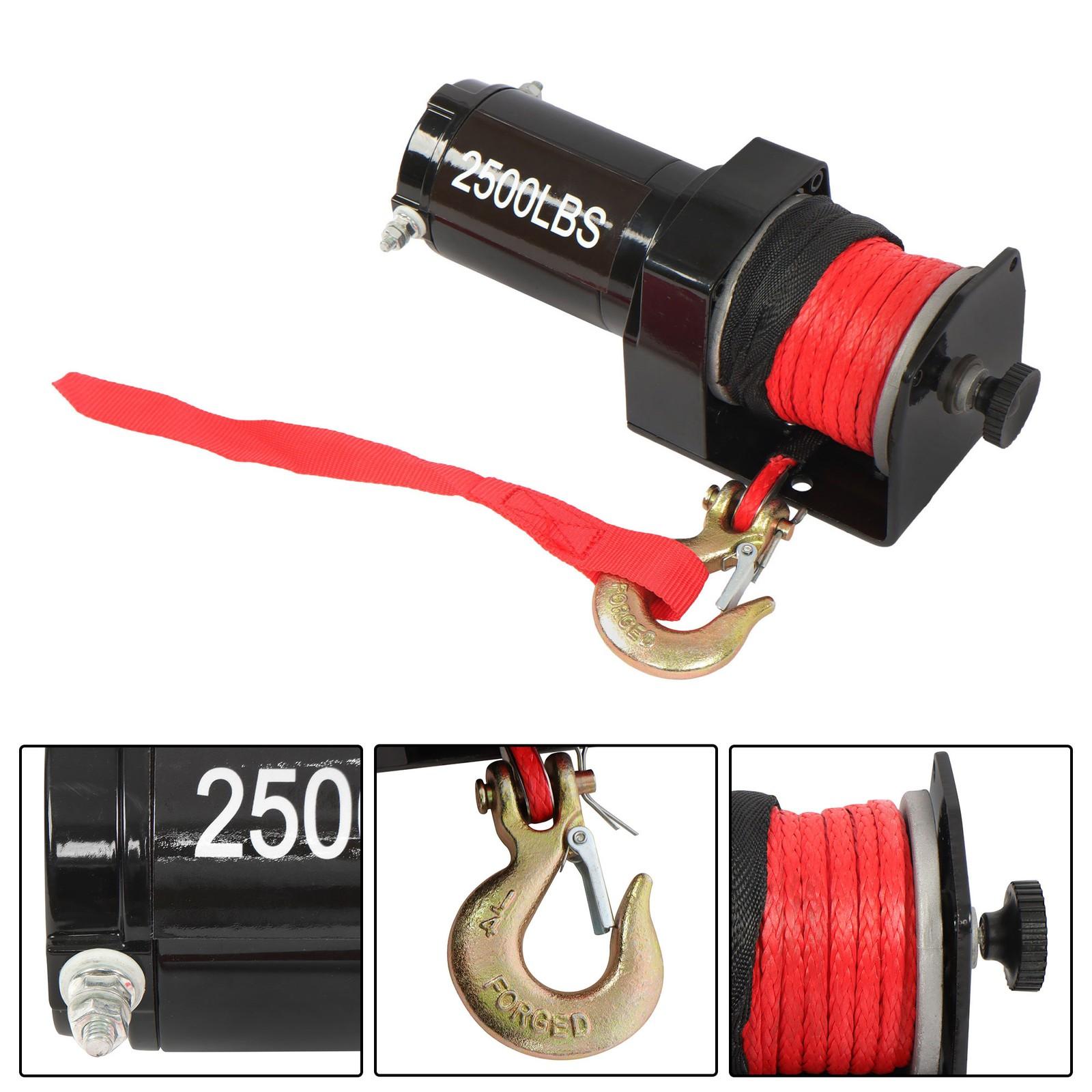 12VDC/1.3HP 2500lbs Electric Winch Synthetic Rope Nylon Towing Winches ATV UTV