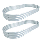 2Pcs 8×4×1 ft Galvanized Raised Garden Bed Kit Raised Garden Boxes Outdoor Oval