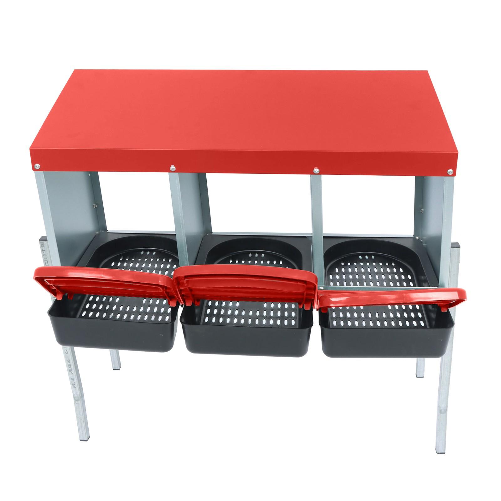 Red 3 Holes Chicken Ducks Eggs Nesting Boxes With Metal Legs Chicken Laying Box