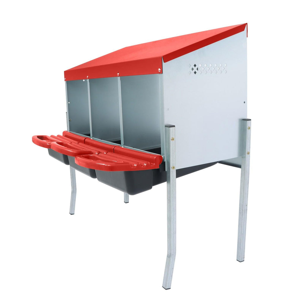 Red 3 Holes Chicken Ducks Eggs Nesting Boxes With Metal Legs Chicken Laying Box