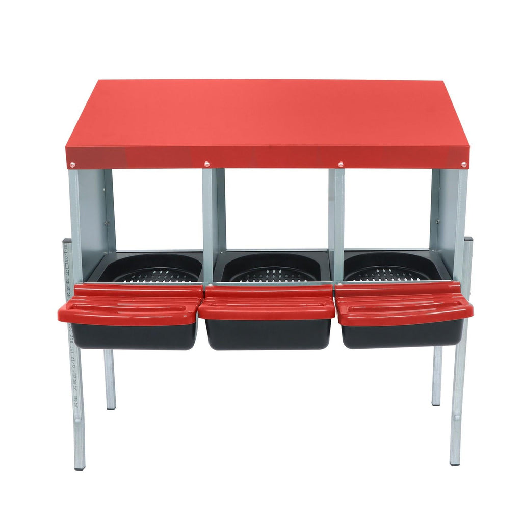 Red 3 Holes Chicken Ducks Eggs Nesting Boxes With Metal Legs Chicken Laying Box