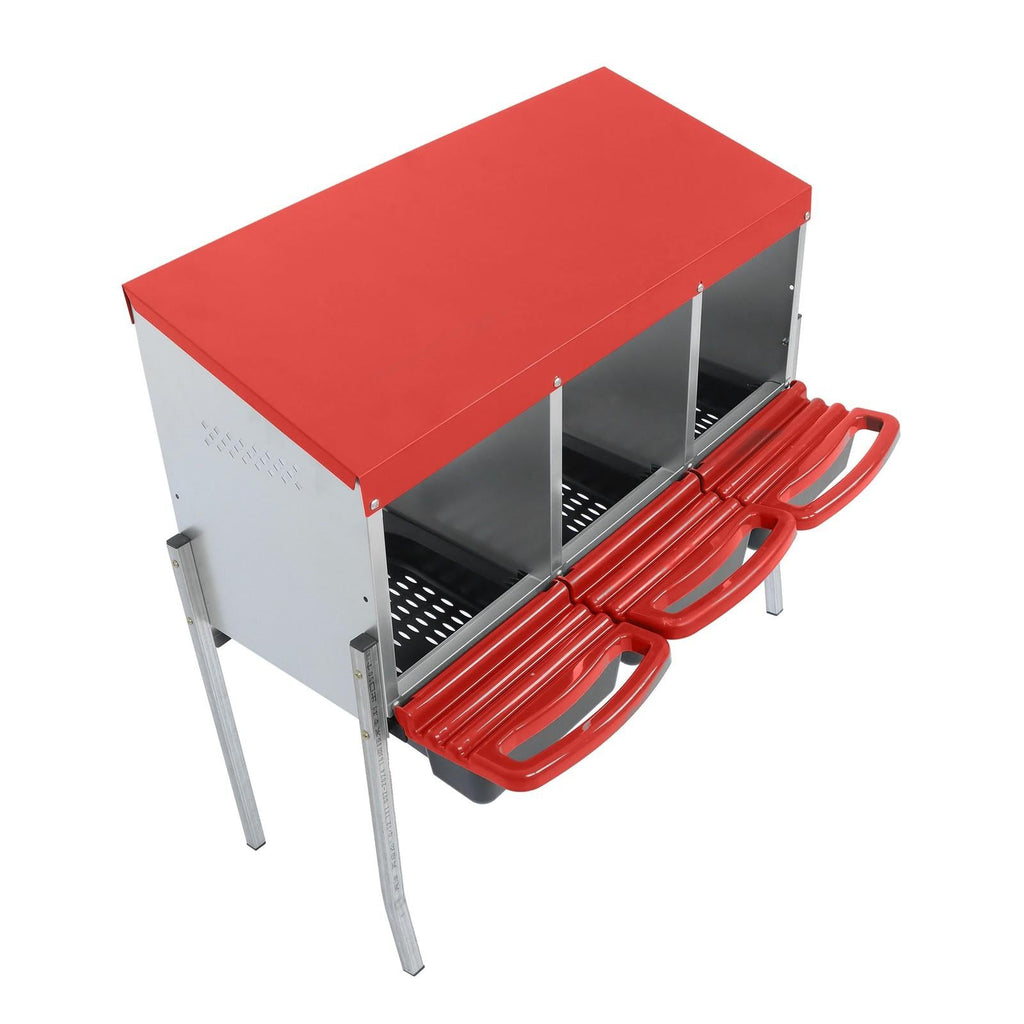 Red 3 Holes Chicken Ducks Eggs Nesting Boxes With Metal Legs Chicken Laying Box
