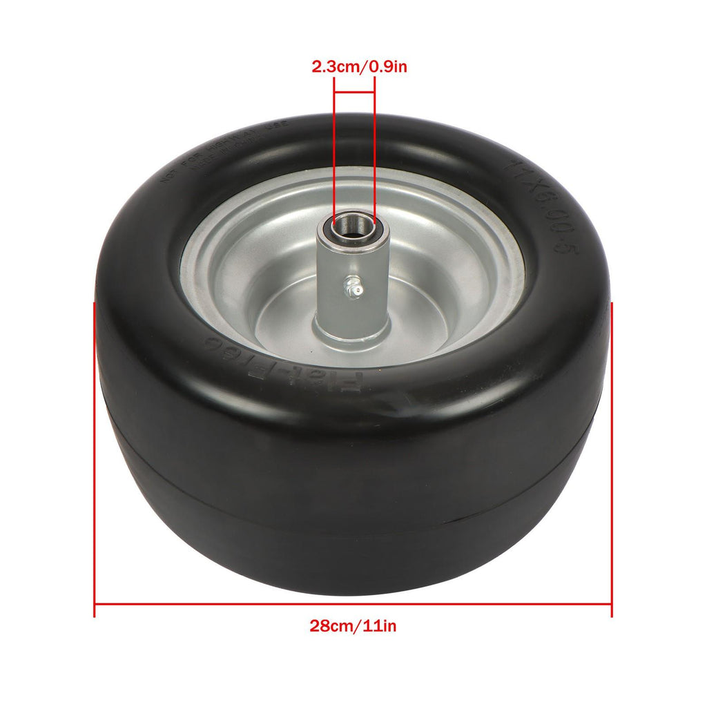 11x6.00-5 Flat Free Tire And Wheel Solid Rubbe For Riding Lawn Mower Tires 2Pack