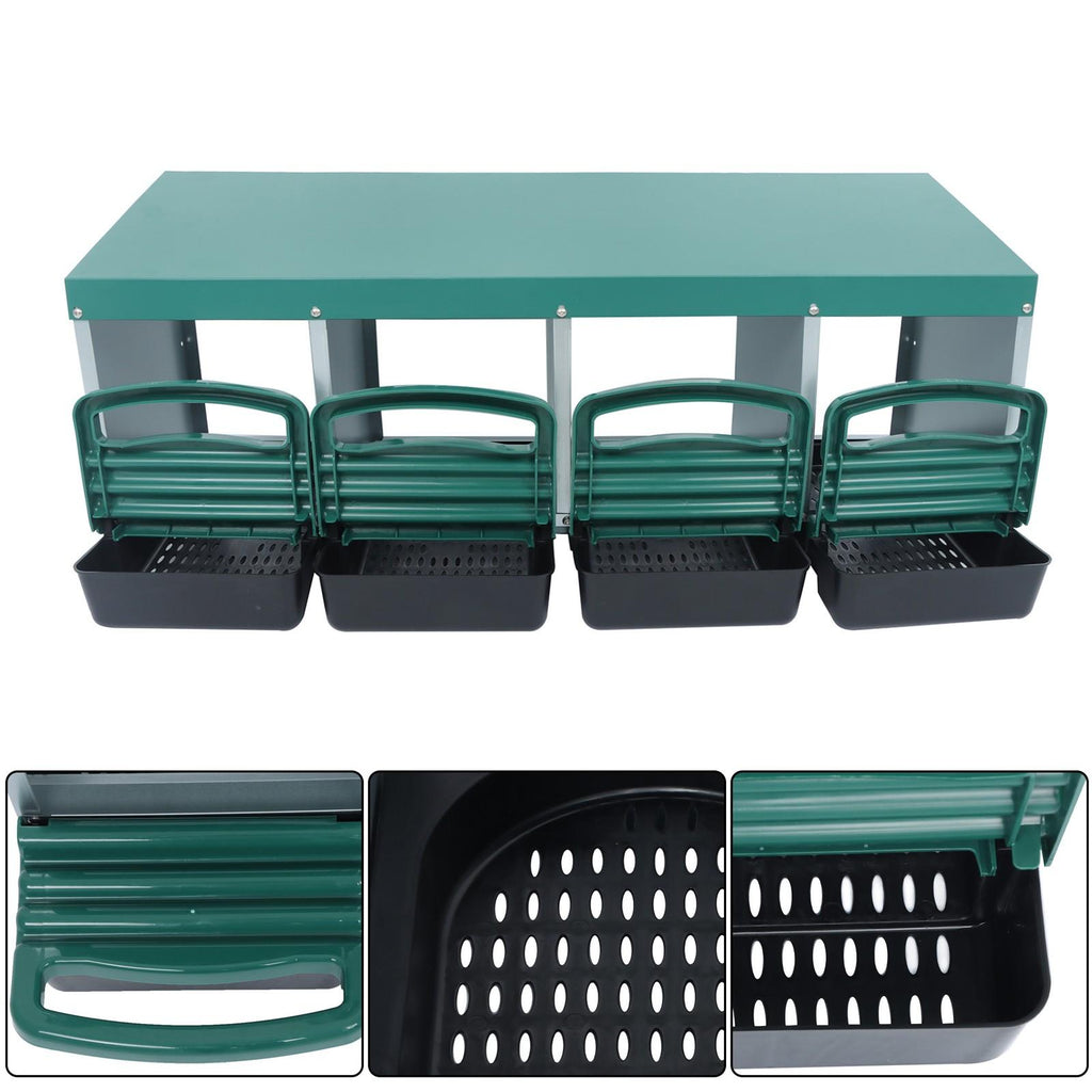 4 Hole Chicken Nesting Boxes Metal Chicken Egg Laying Box with Perch