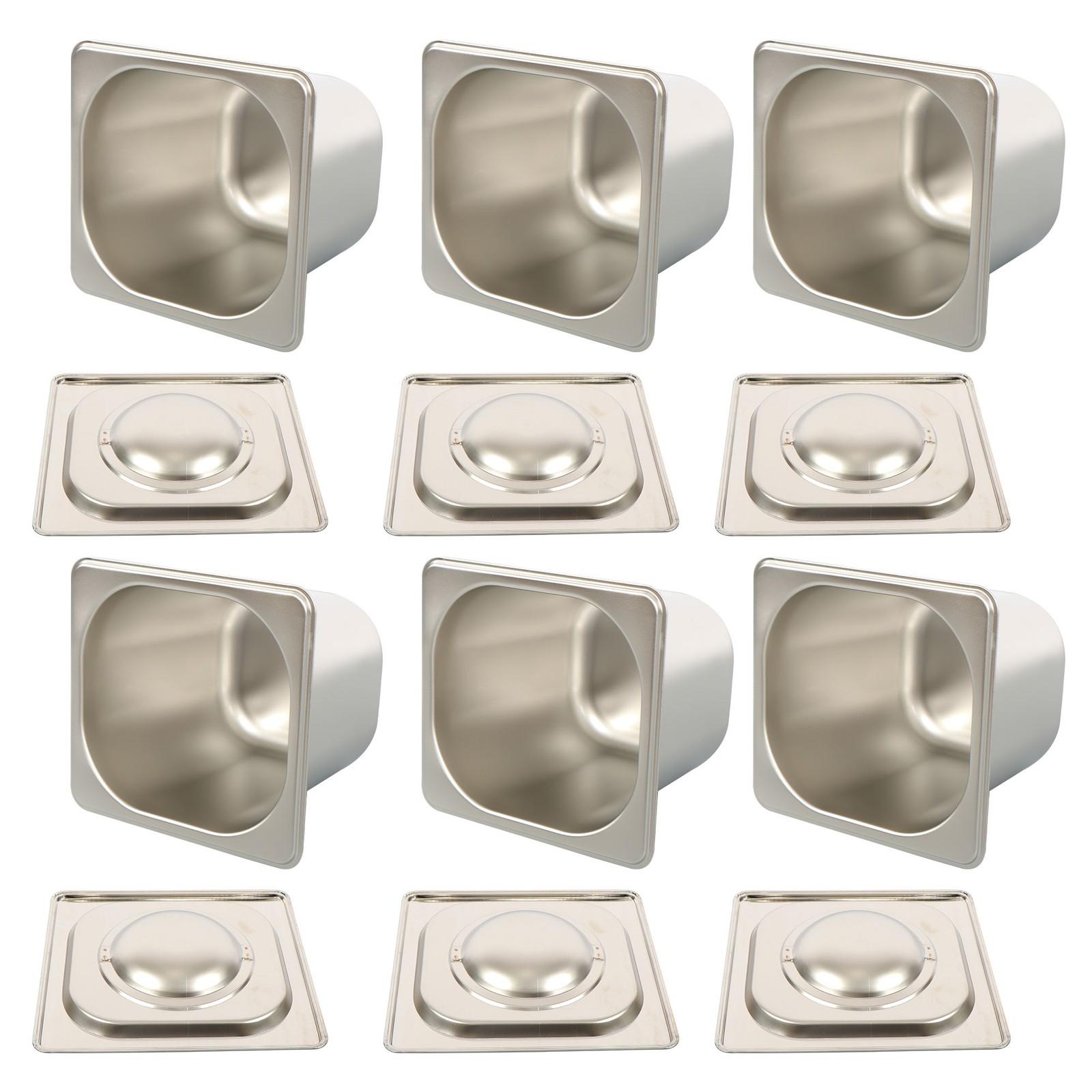 6 Pack Stainless Steam Hotel Pans 1/6 Size 6 Inch Deep With Lids