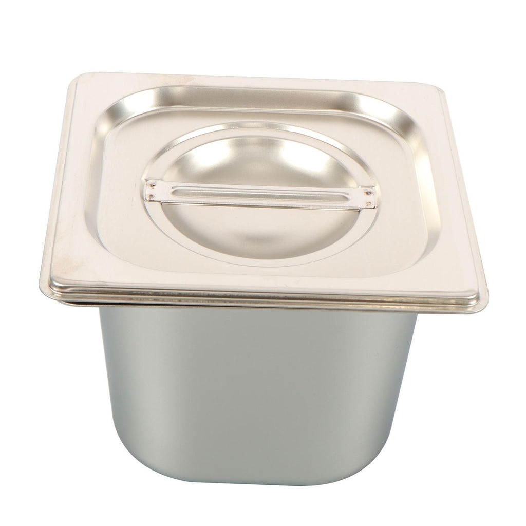6 Pack Stainless Steam Hotel Pans 1/6 Size 6 Inch Deep With Lids