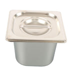 6 Pack Stainless Steam Hotel Pans 1/6 Size 6 Inch Deep With Lids