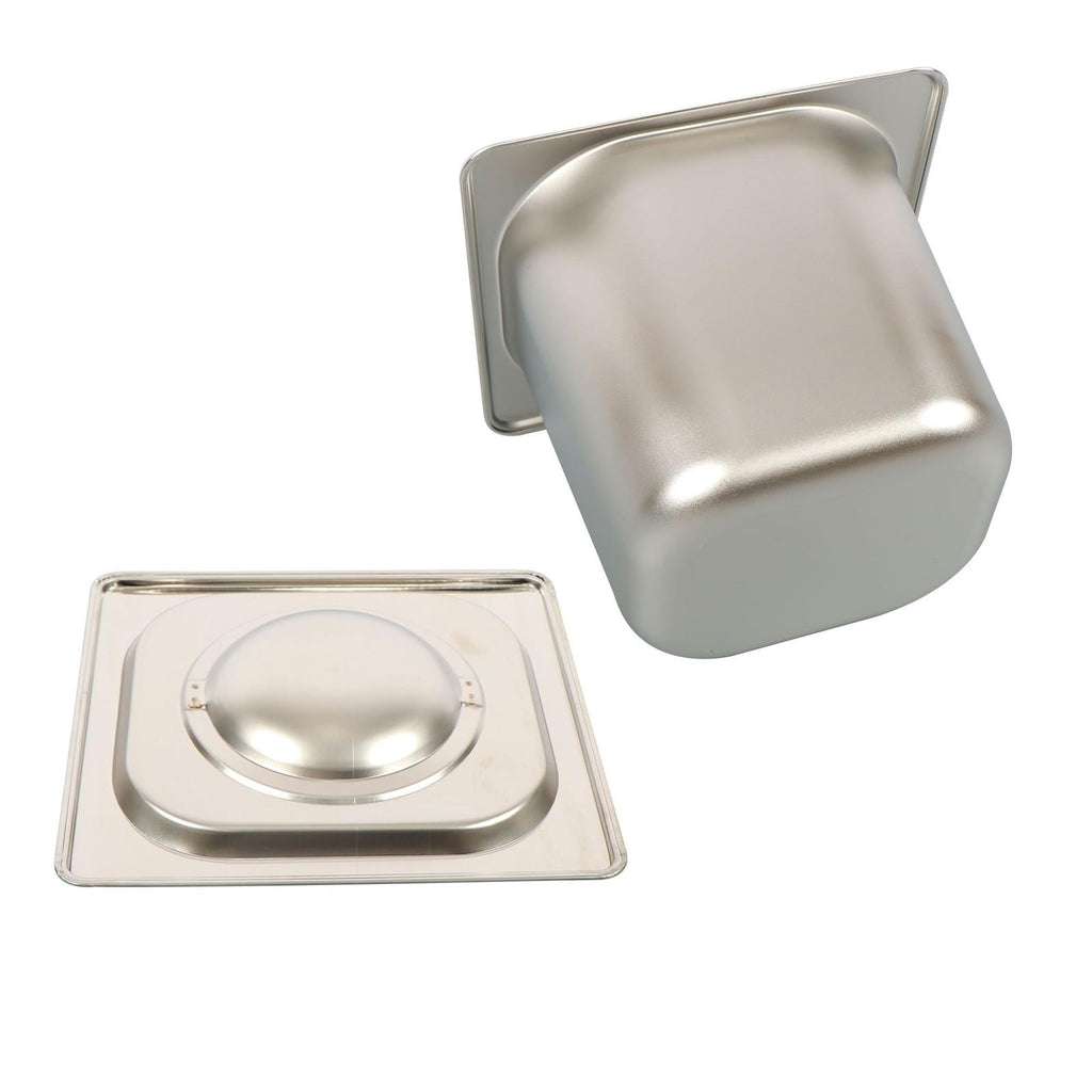 6 Pack Stainless Steam Hotel Pans 1/6 Size 6 Inch Deep With Lids