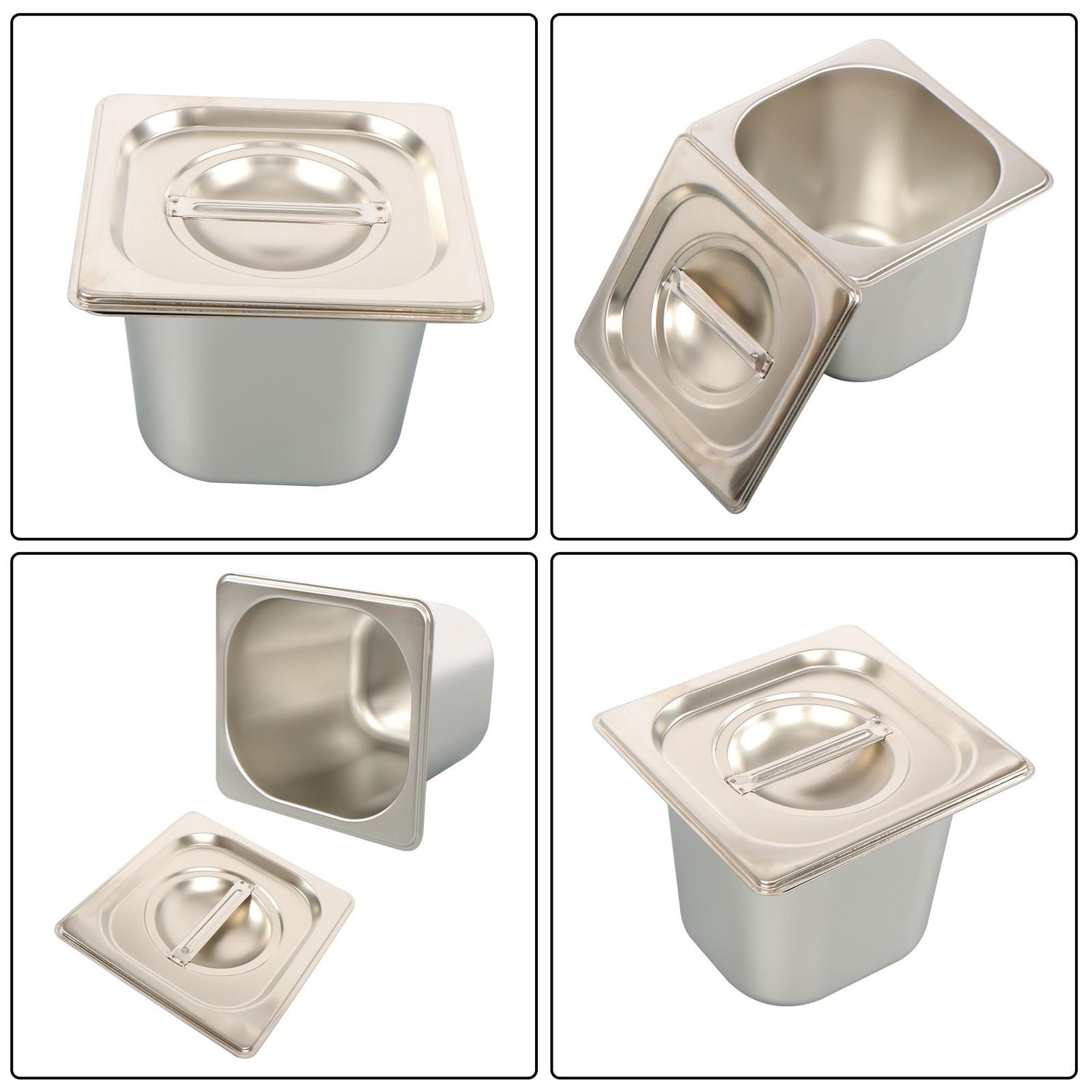 6 Pack Stainless Steam Hotel Pans 1/6 Size 6 Inch Deep With Lids