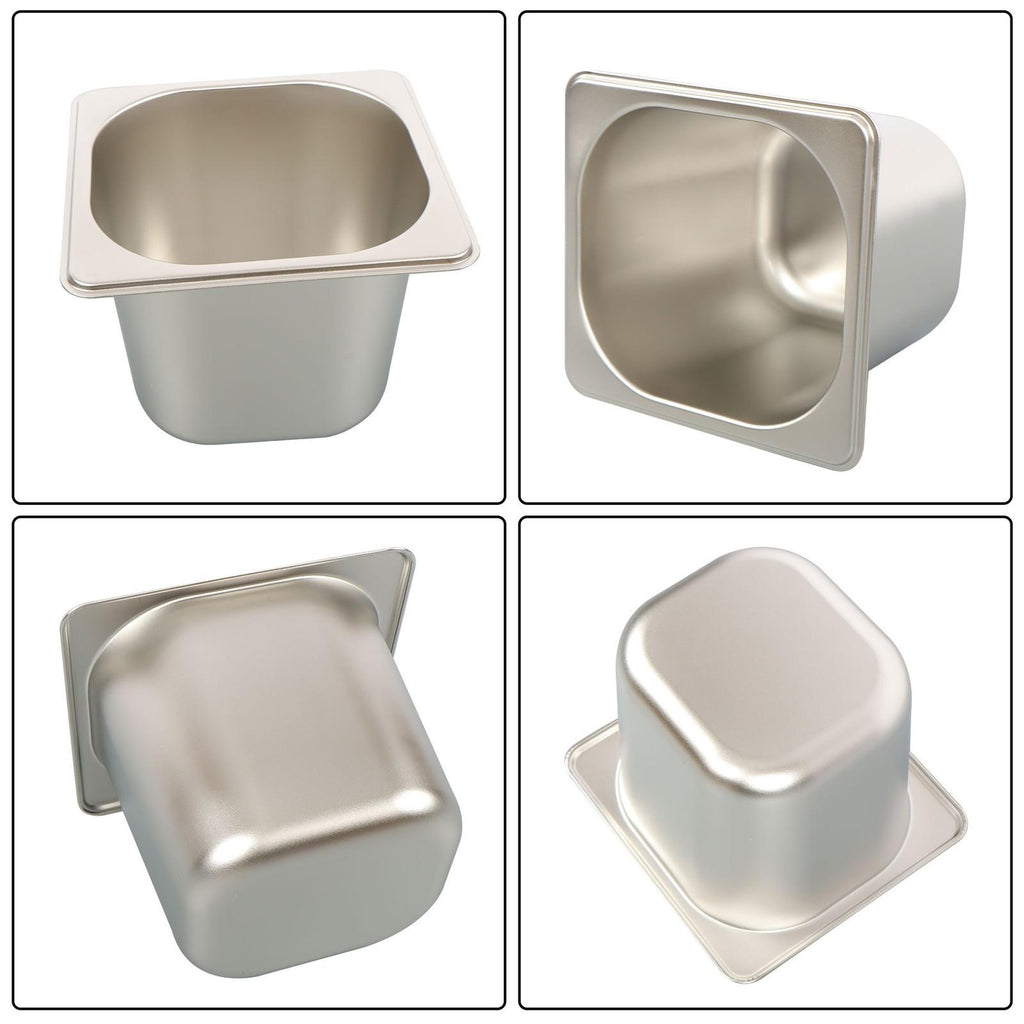 6 Pack Stainless Steam Hotel Pans 1/6 Size 6 Inch Deep With Lids