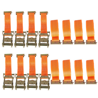 8 Pack E-Track Ratchet Straps 2 "x 20' 4000 lb Orange Heavy Duty Tie Downs USA