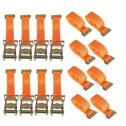 8 Pack E-Track Ratchet Straps 2 "x 20' 4000 lb Orange Heavy Duty Tie Downs USA