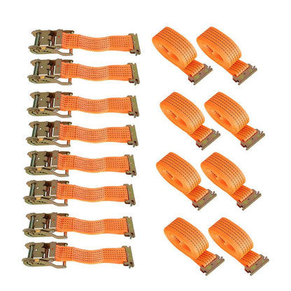 8 Pack E-Track Ratchet Straps 2 "x 20' 4000 lb Orange Heavy Duty Tie Downs USA