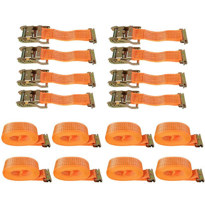 8 Pack E-Track Ratchet Straps 2 "x 20' 4000 lb Orange Heavy Duty Tie Downs USA