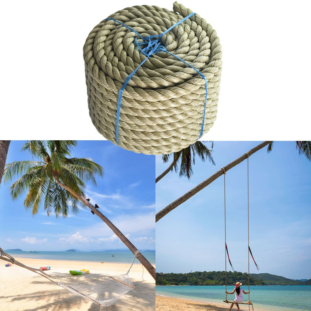 PP 1"×100' Manila Rope 3 Strand Twisted Rope Arborist Bull Rope  Rope