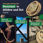 PP 1"×100' Manila Rope 3 Strand Twisted Rope Arborist Bull Rope  Rope