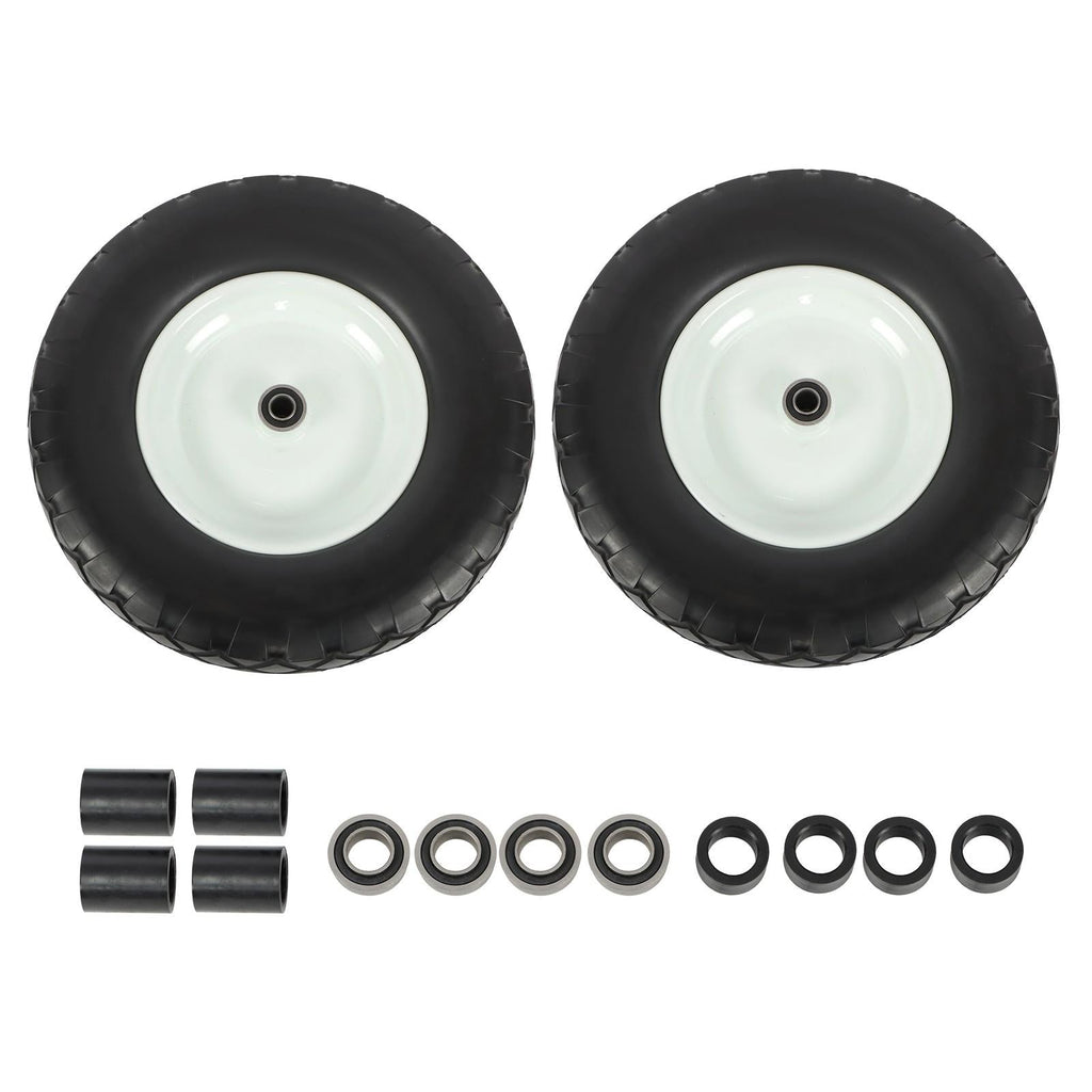 2 Pack 4.80/4.00-8 Flat Free Tire And Wheel -16" Solid Tire 5/8" Axle Bore Hole