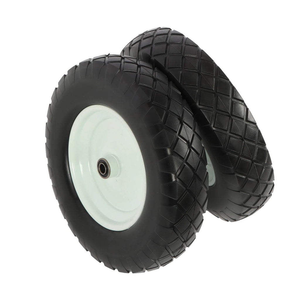 2 Pack 4.80/4.00-8 Flat Free Tire And Wheel -16" Solid Tire 5/8" Axle Bore Hole